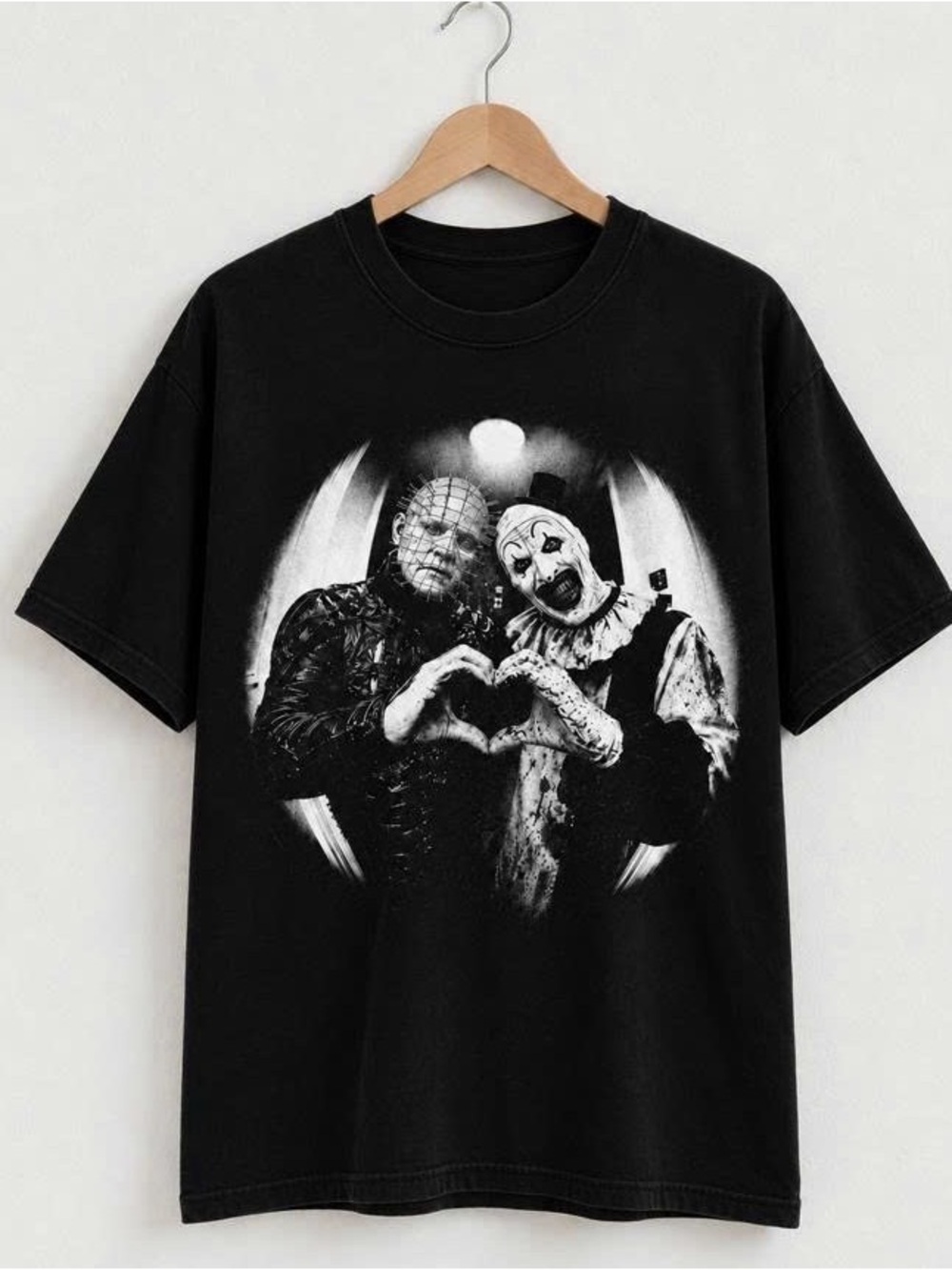 Black Graphic Horror Crewneck T-Shirt - Men